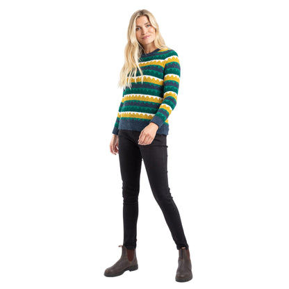 Antique Moss - Lifestyle - Weird Fish Womens-Ladies Tyla Patterned Knitted Sweatshirt