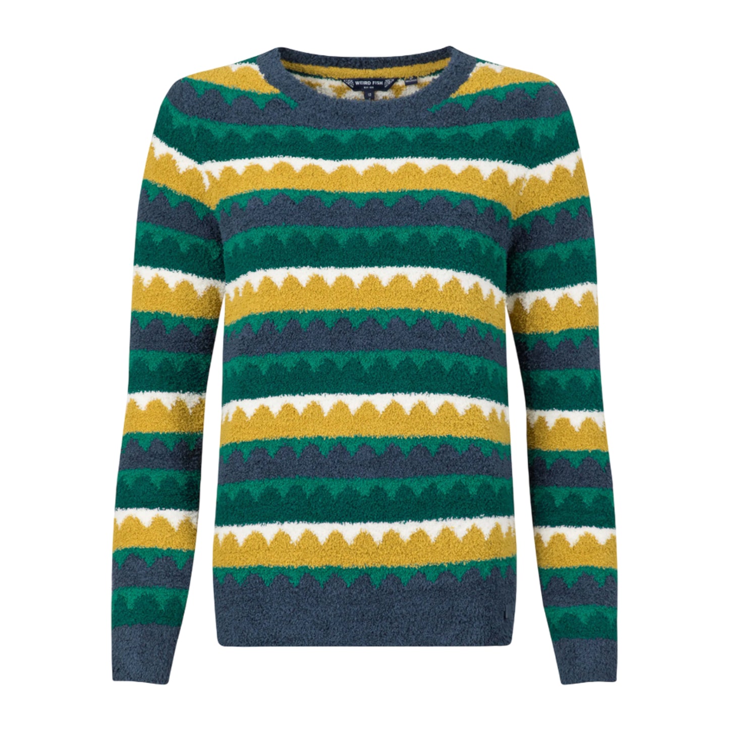 Antique Moss - Front - Weird Fish Womens-Ladies Tyla Patterned Knitted Sweatshirt