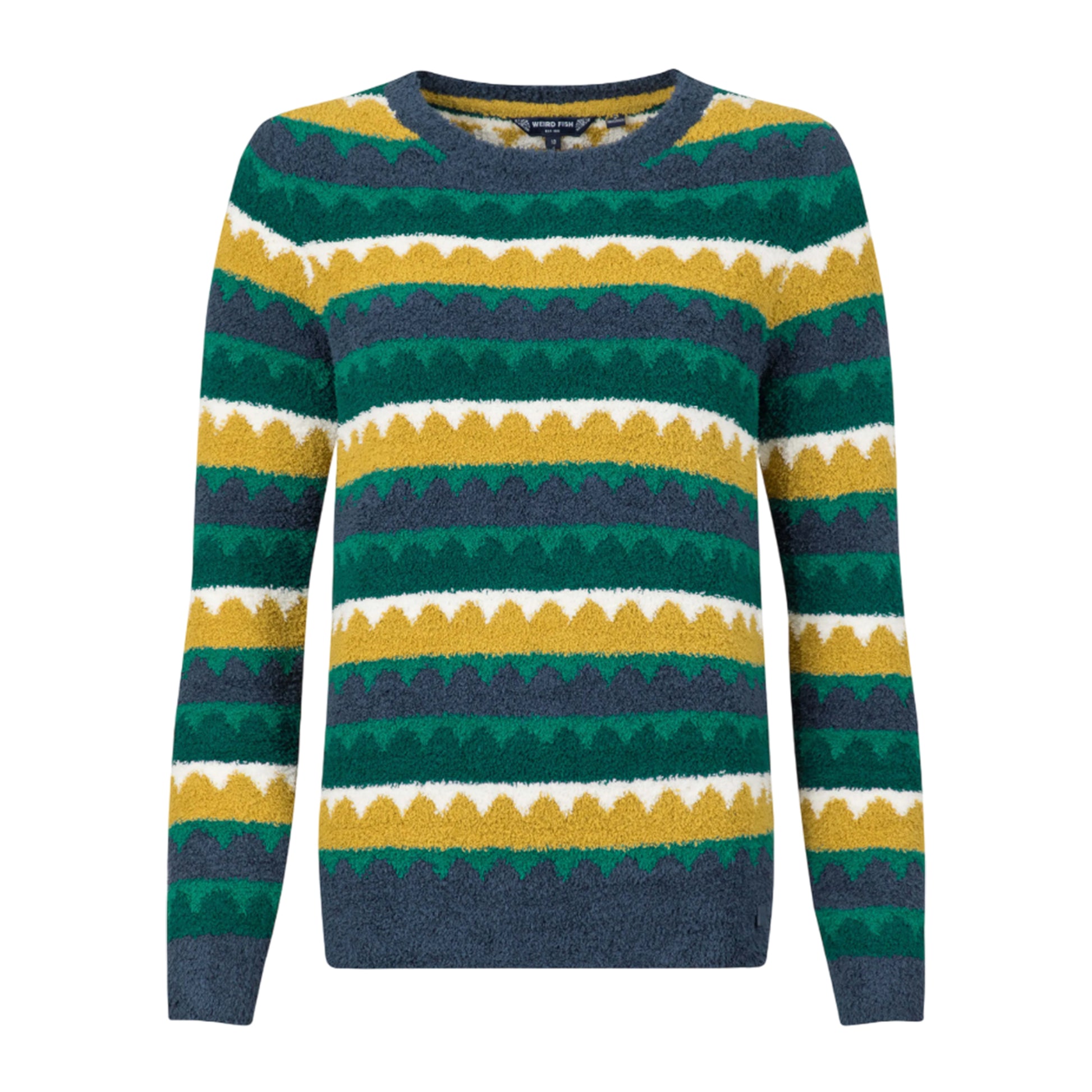 Antique Moss - Front - Weird Fish Womens-Ladies Tyla Patterned Knitted Sweatshirt