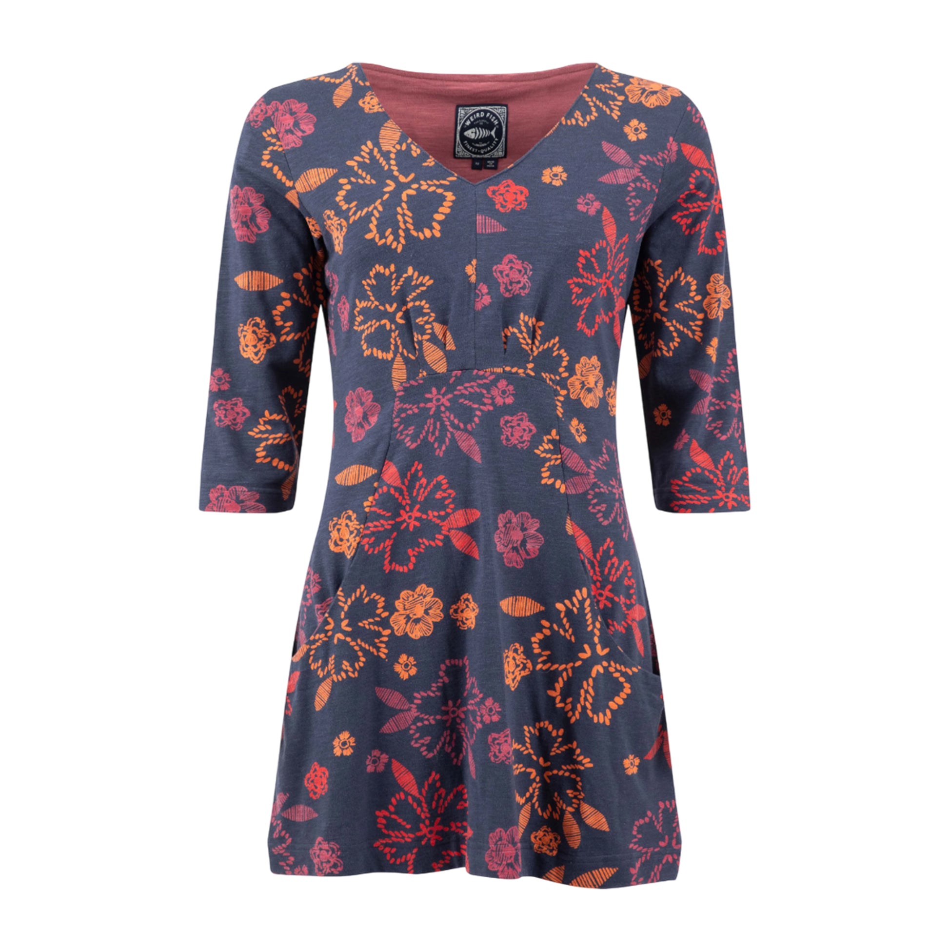Nightshade - Front - Weird Fish Womens-Ladies Arielle Printed Jersey 3-4 Sleeve Tunic Top