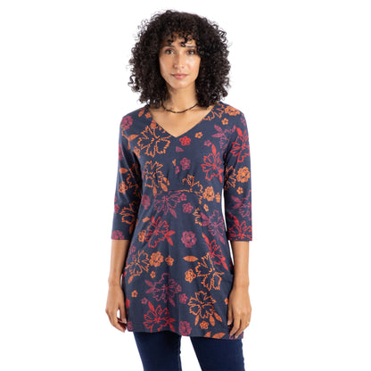 Nightshade - Side - Weird Fish Womens-Ladies Arielle Printed Jersey 3-4 Sleeve Tunic Top
