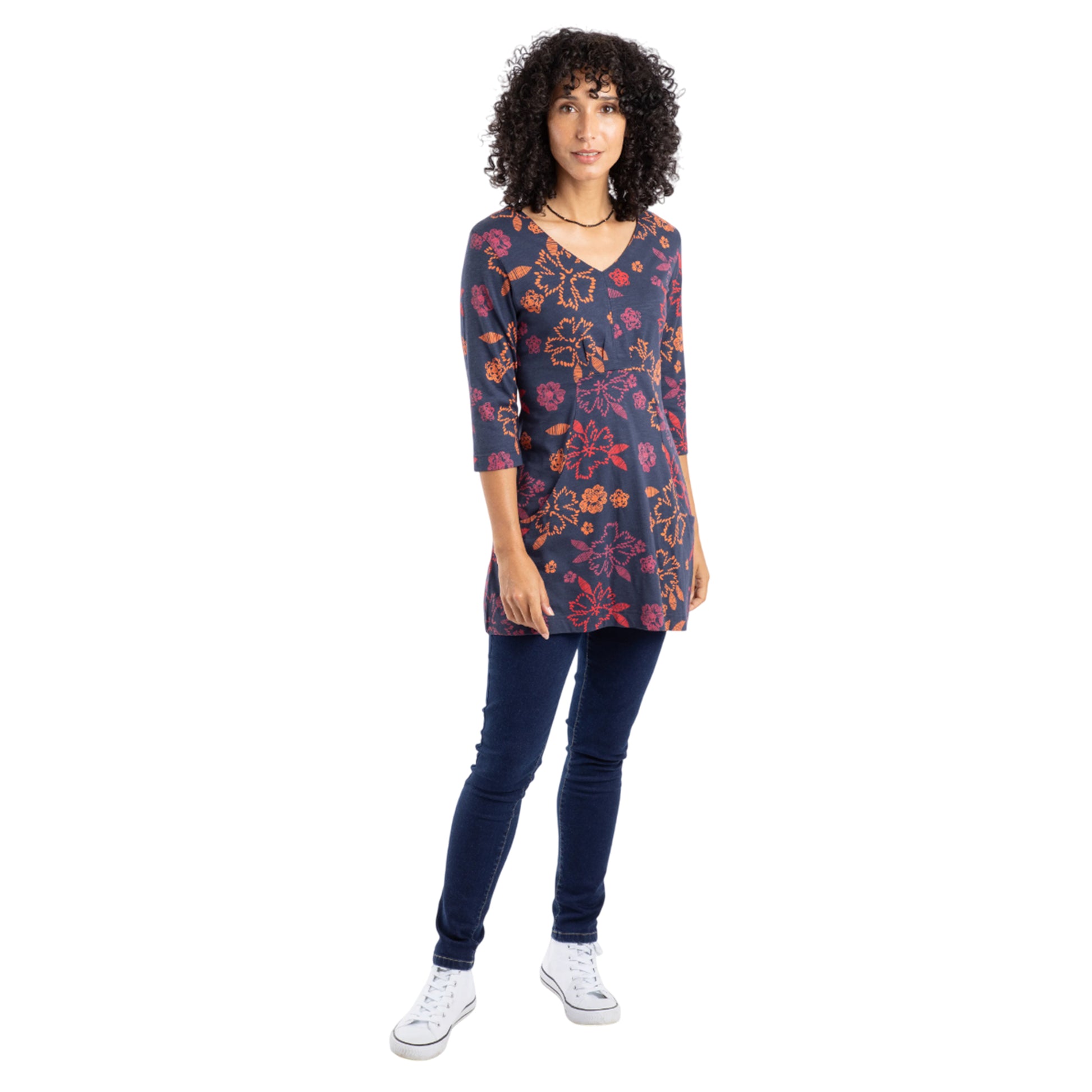 Nightshade - Lifestyle - Weird Fish Womens-Ladies Arielle Printed Jersey 3-4 Sleeve Tunic Top