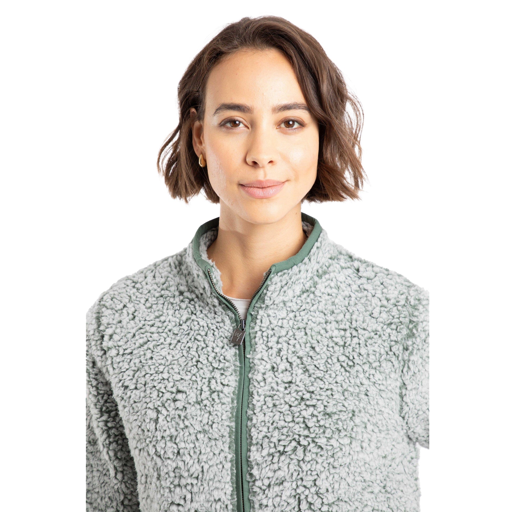 Army Green - Side - Weird Fish Womens-Ladies Deliah Full Zip Fleece Jacket