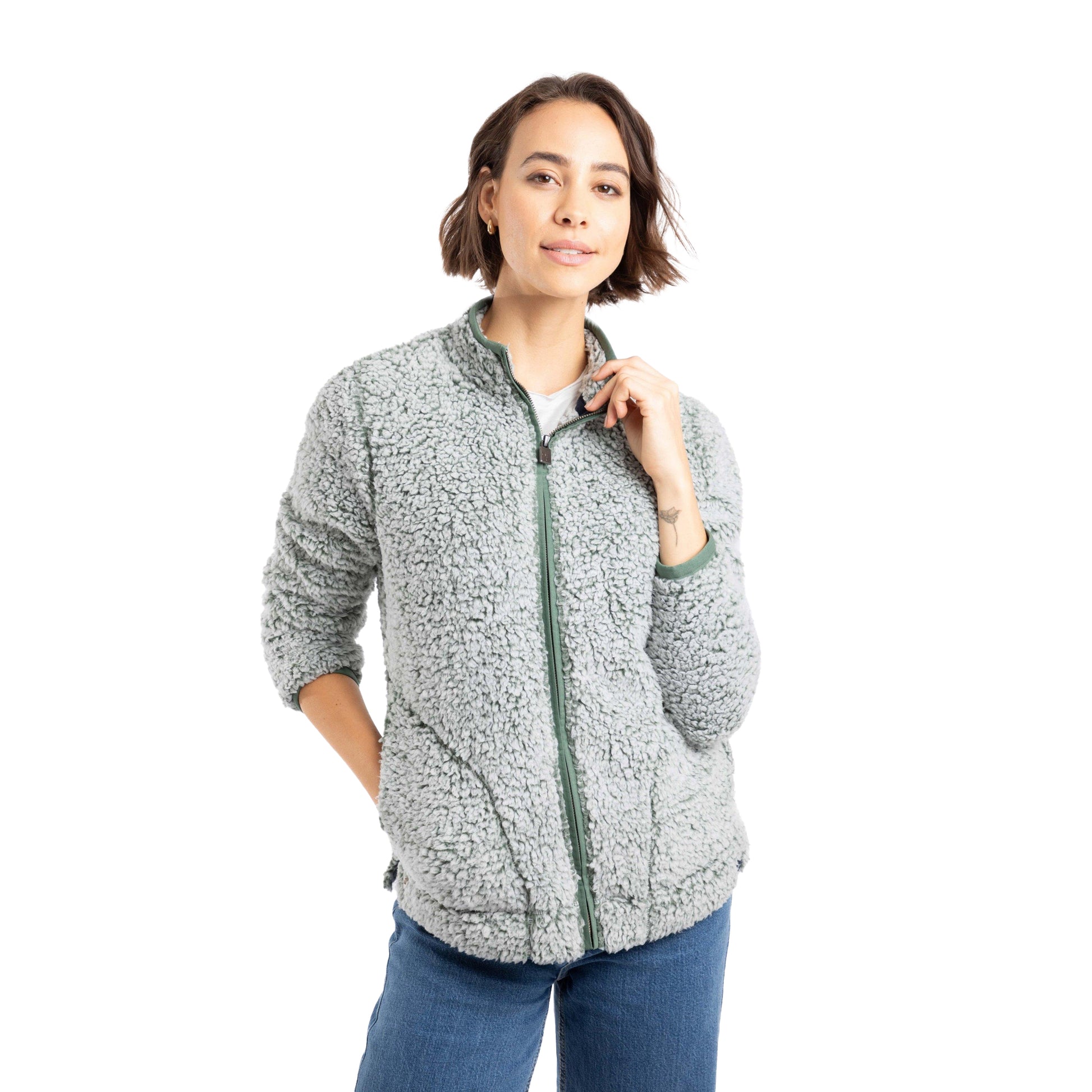 Army Green - Lifestyle - Weird Fish Womens-Ladies Deliah Full Zip Fleece Jacket