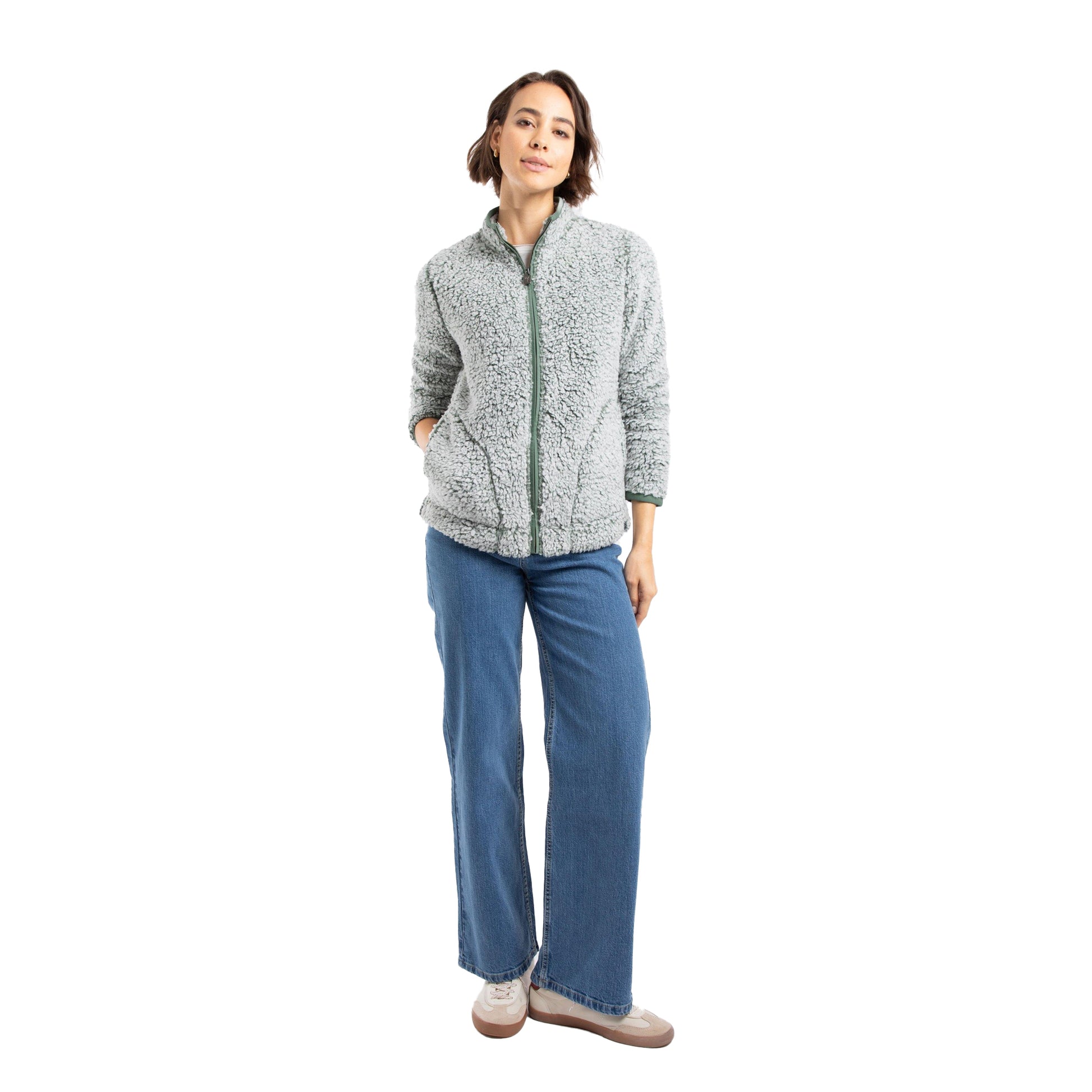 Army Green - Pack Shot - Weird Fish Womens-Ladies Deliah Full Zip Fleece Jacket