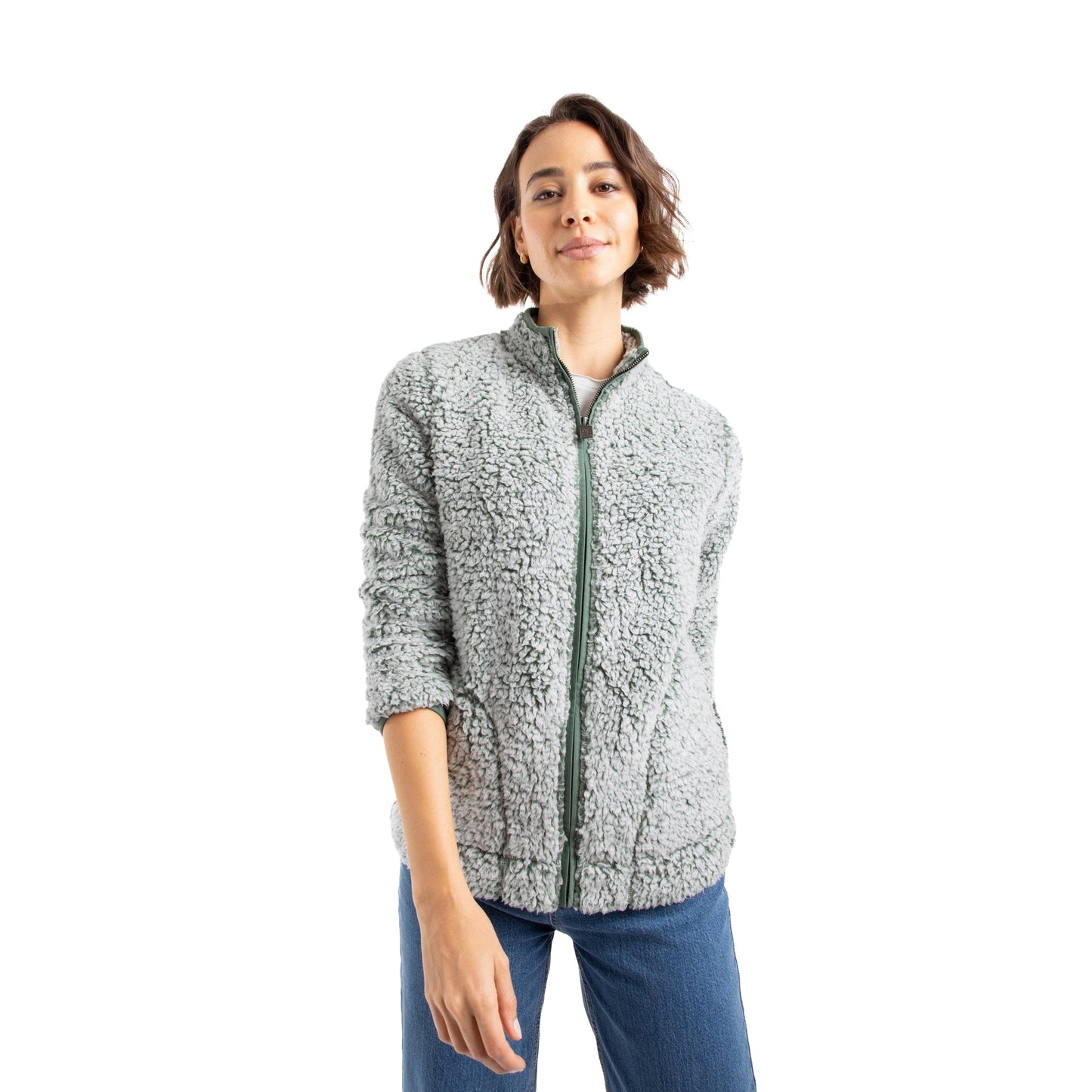 Army Green - Front - Weird Fish Womens-Ladies Deliah Full Zip Fleece Jacket