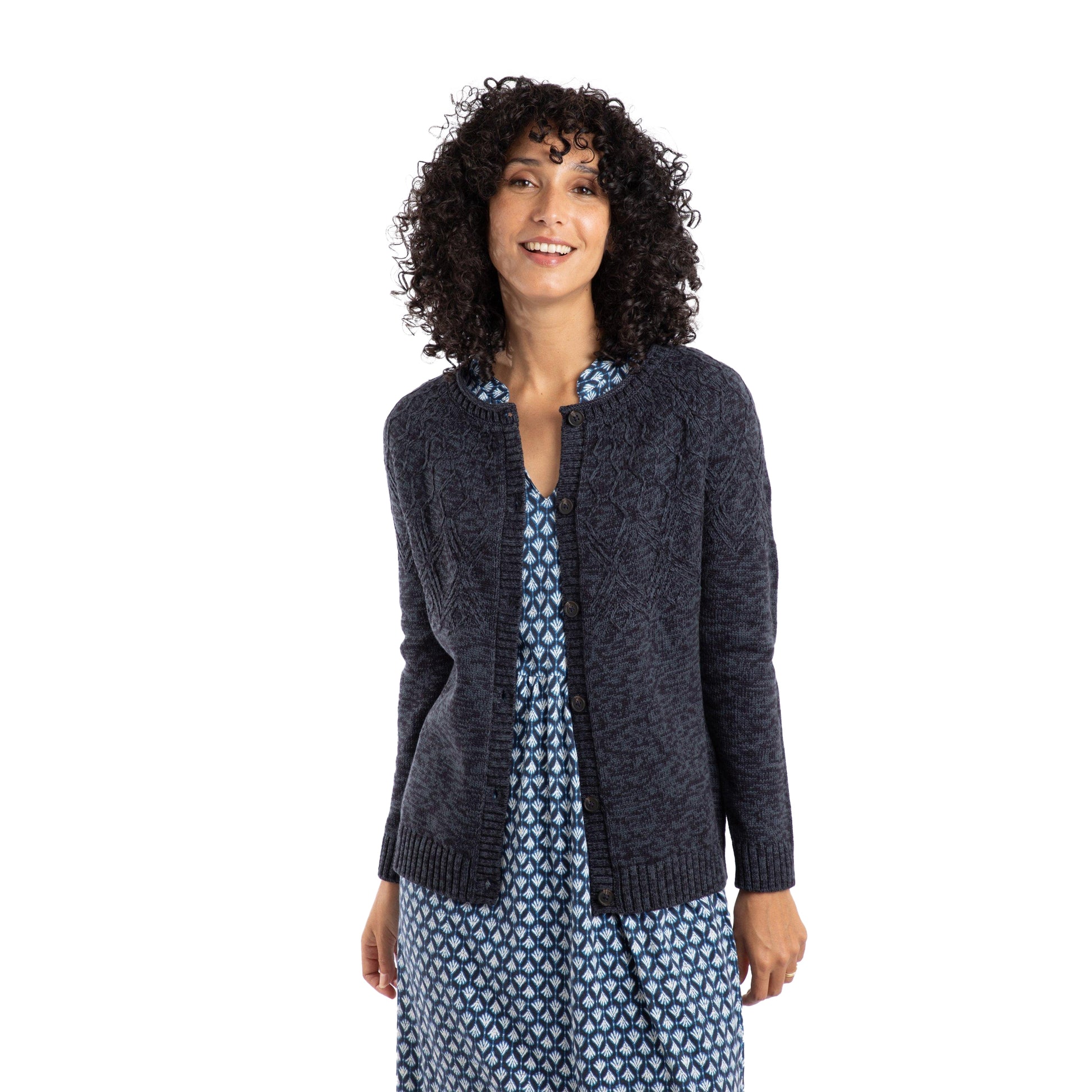 Navy - Front - Weird Fish Womens-Ladies Caballo Cardigan