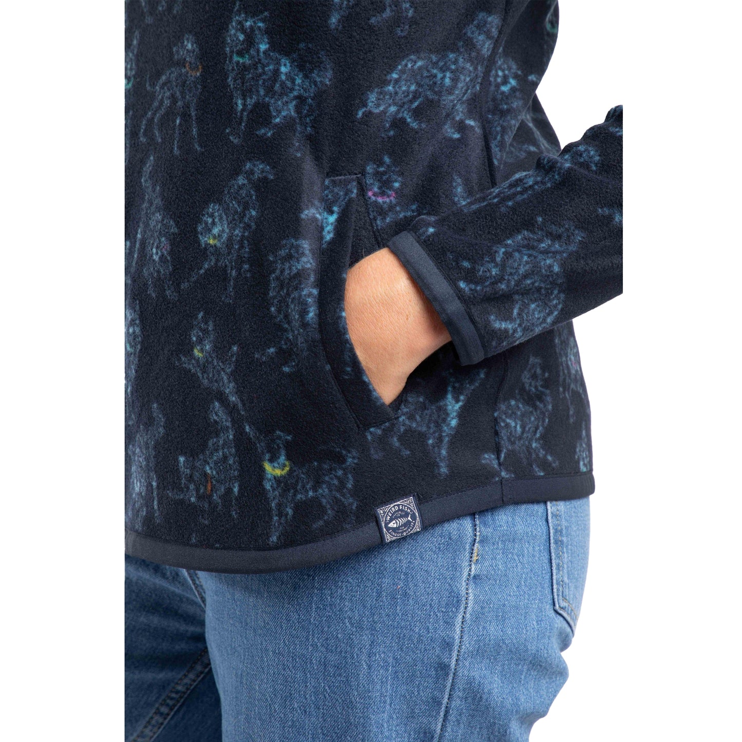 Lake Blue - Lifestyle - Weird Fish Womens-Ladies Reena Printed Quarter Zip Fleece Top