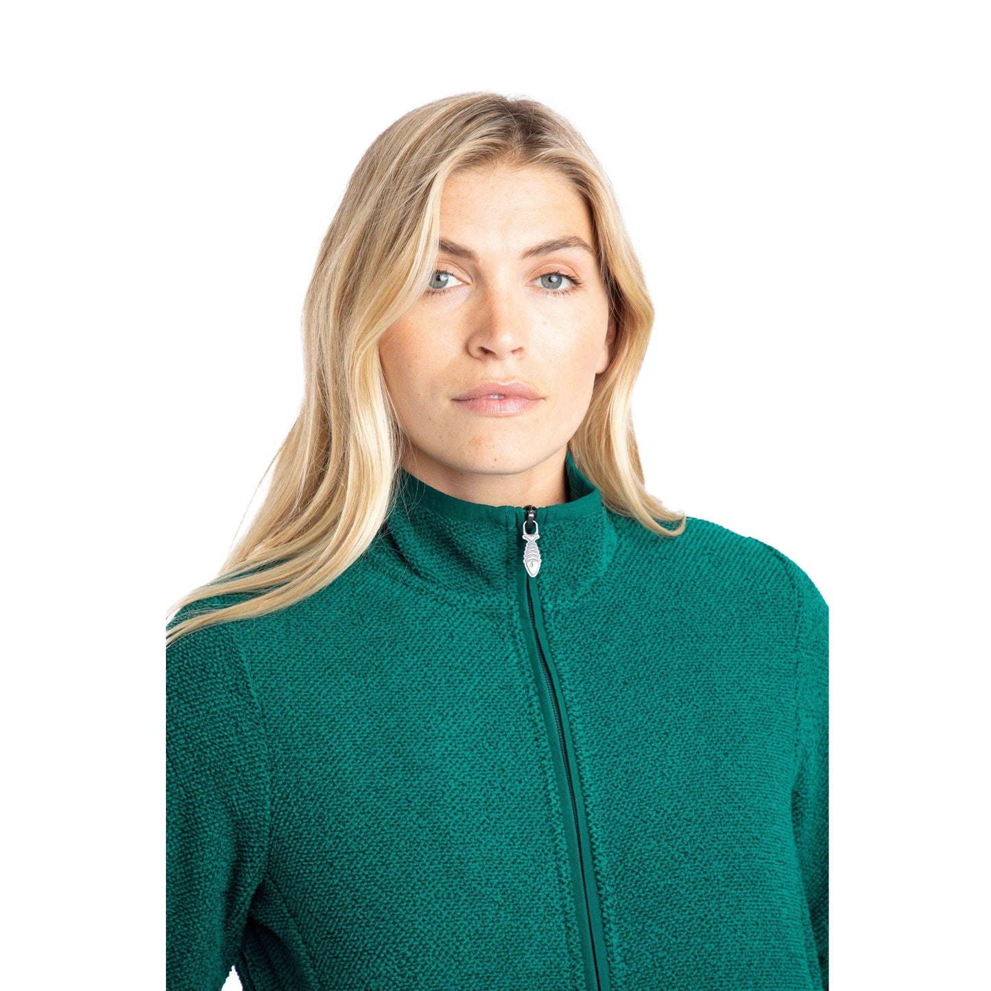 Peacock Blue - Side - Weird Fish Womens-Ladies Cheryl Textured Full Zip Fleece Jacket