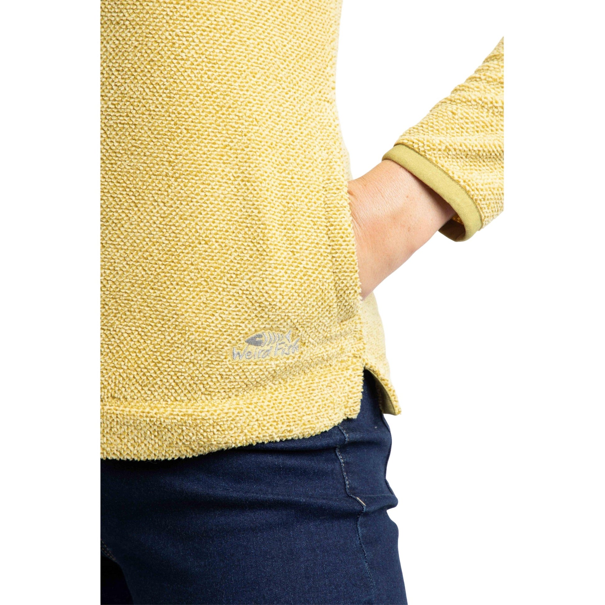 Antique Moss - Lifestyle - Weird Fish Womens-Ladies Sarah Textured Quarter Zip Fleece Top