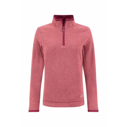 Garnet Red - Front - Weird Fish Womens-Ladies Sarah Textured Quarter Zip Fleece Top