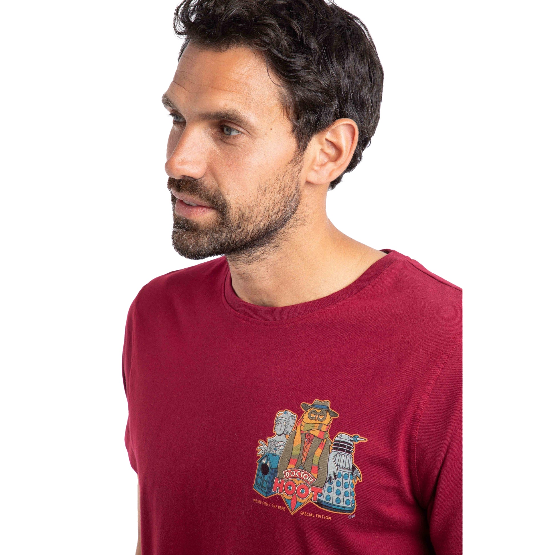 Garnet - Side - Weird Fish Mens Doctor Hoot Back Print T-Shirt