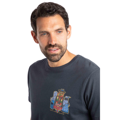Navy - Side - Weird Fish Mens Doctor Hoot Back Print T-Shirt