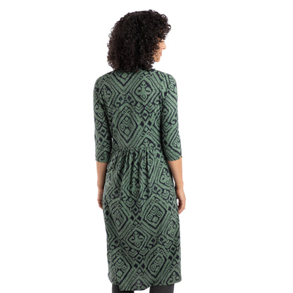 Army Green - Back - Weird Fish Womens-Ladies Isolde Printed Jersey Midi Dress