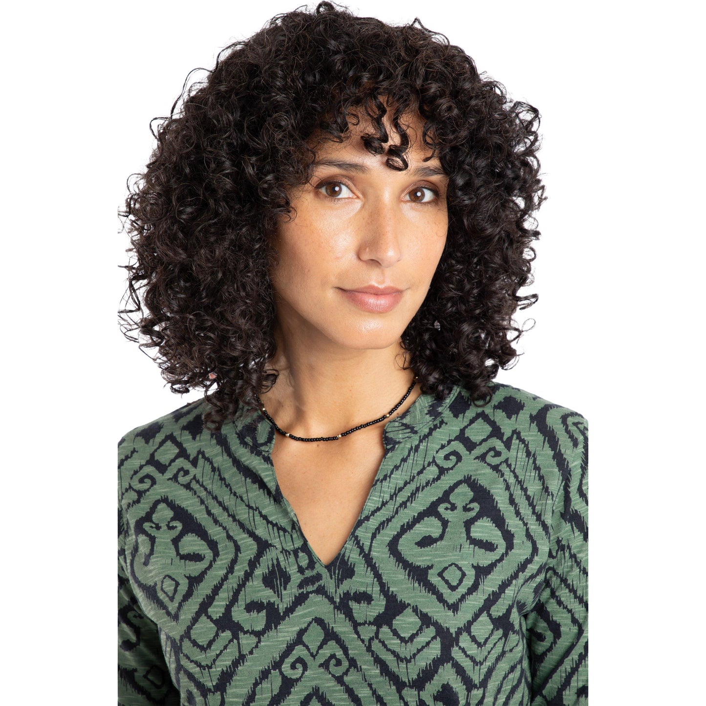 Army Green - Side - Weird Fish Womens-Ladies Isolde Printed Jersey Midi Dress