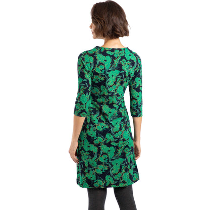 Night Blue - Back - Weird Fish Womens-Ladies Shafika Printed Jersey Midi Dress