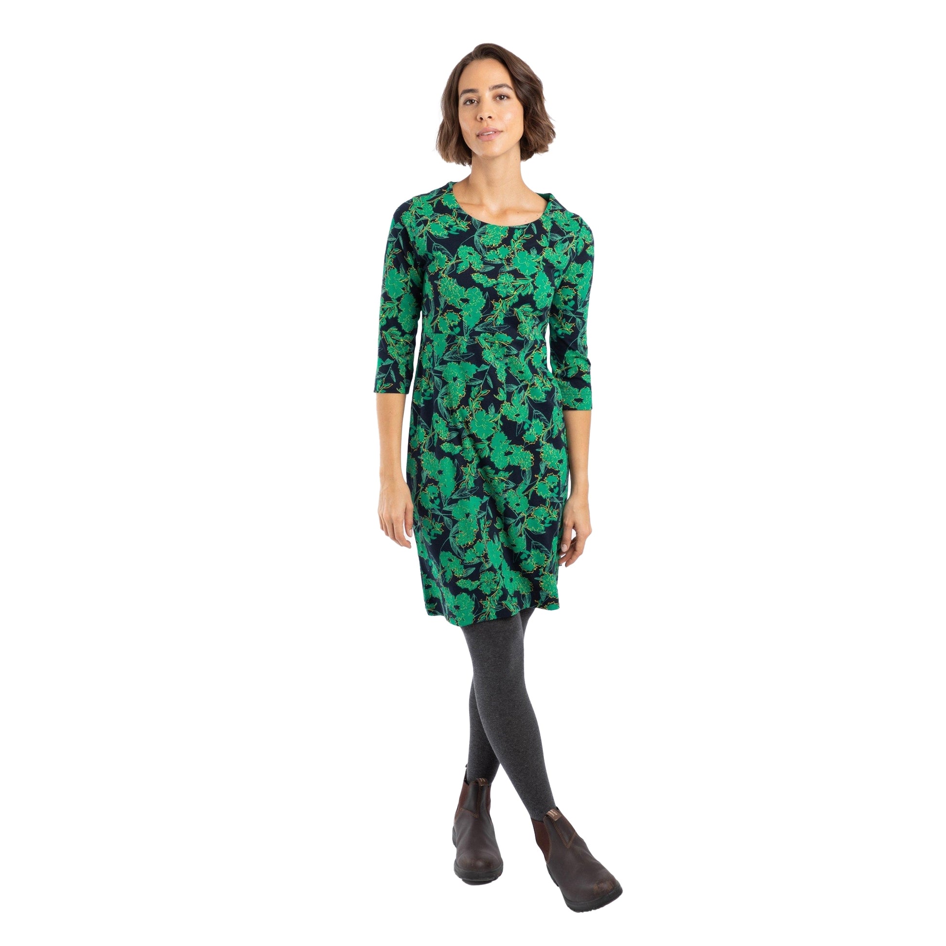 Night Blue - Lifestyle - Weird Fish Womens-Ladies Shafika Printed Jersey Midi Dress