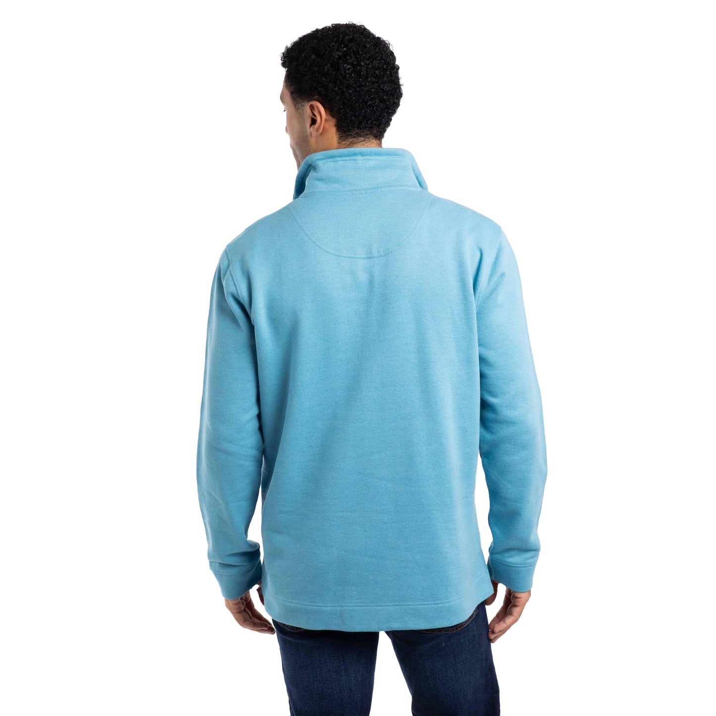 Smoke Blue - Back - Weird Fish Mens Brampton Quarter Zip Sweatshirt