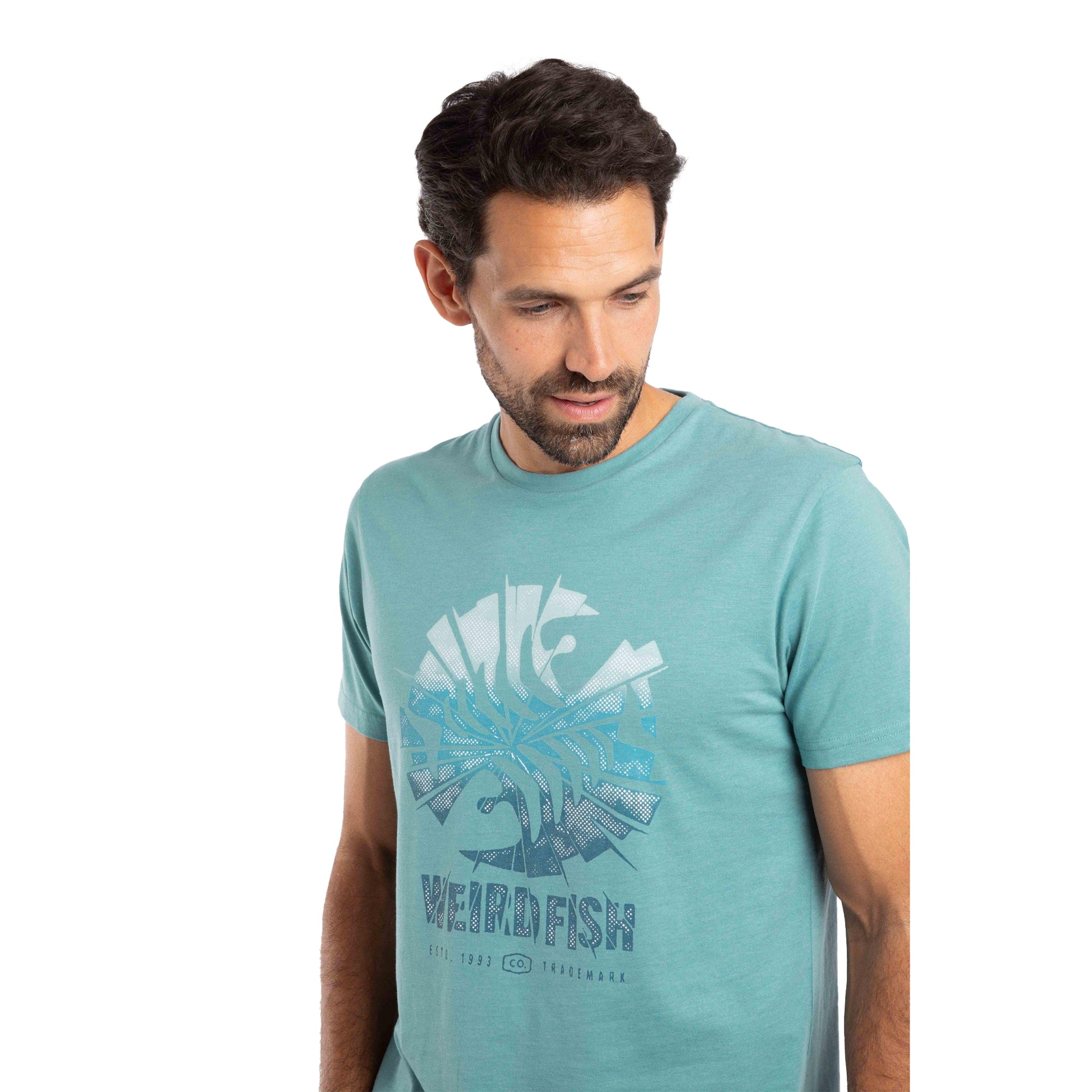Smoke Blue - Side - Weird Fish Mens Shatter Graphic Print T-Shirt