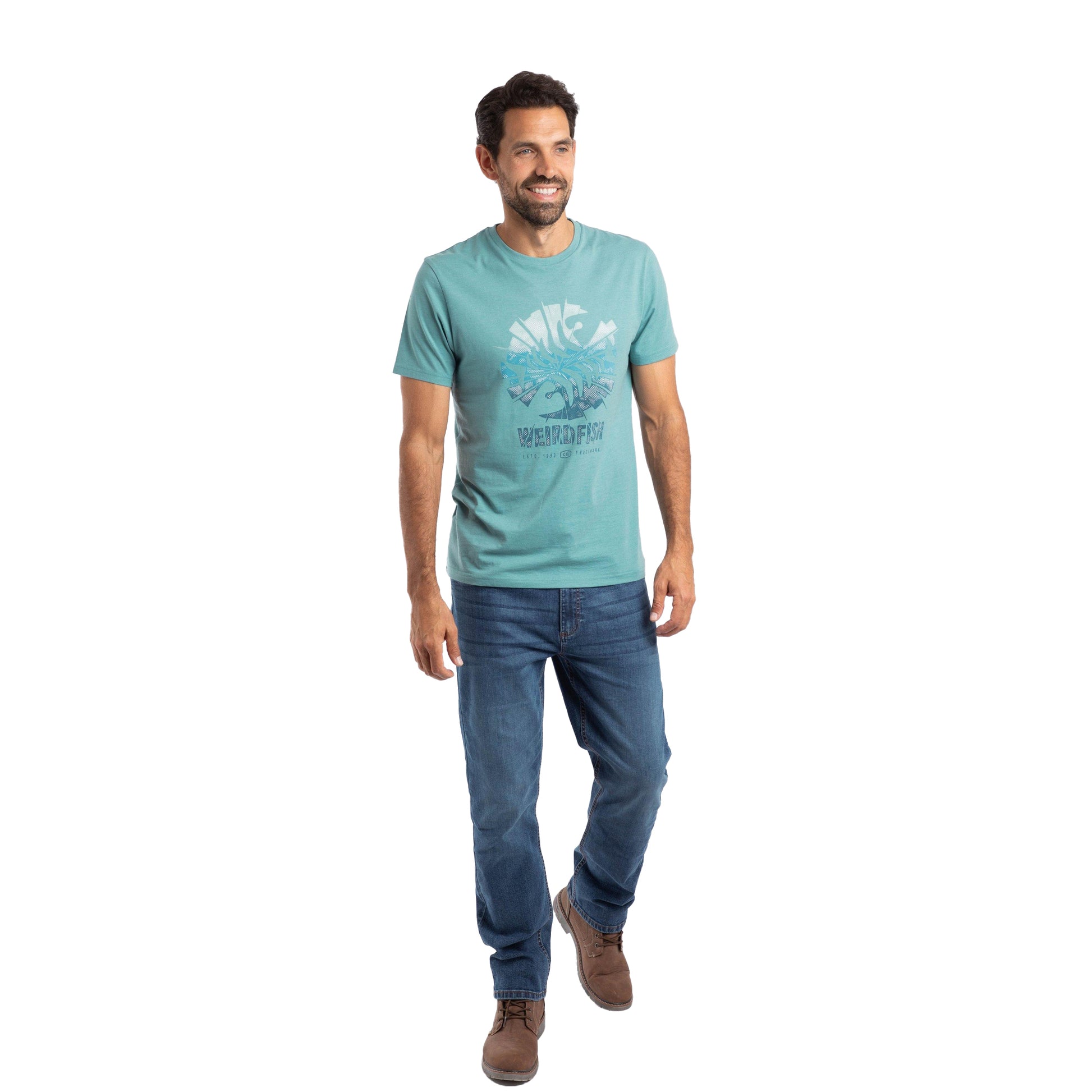 Smoke Blue - Lifestyle - Weird Fish Mens Shatter Graphic Print T-Shirt