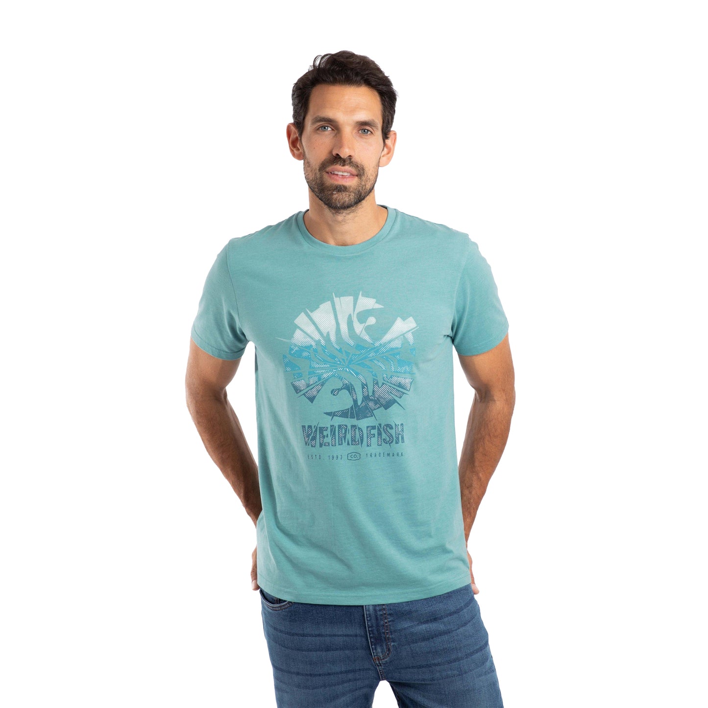 Smoke Blue - Front - Weird Fish Mens Shatter Graphic Print T-Shirt
