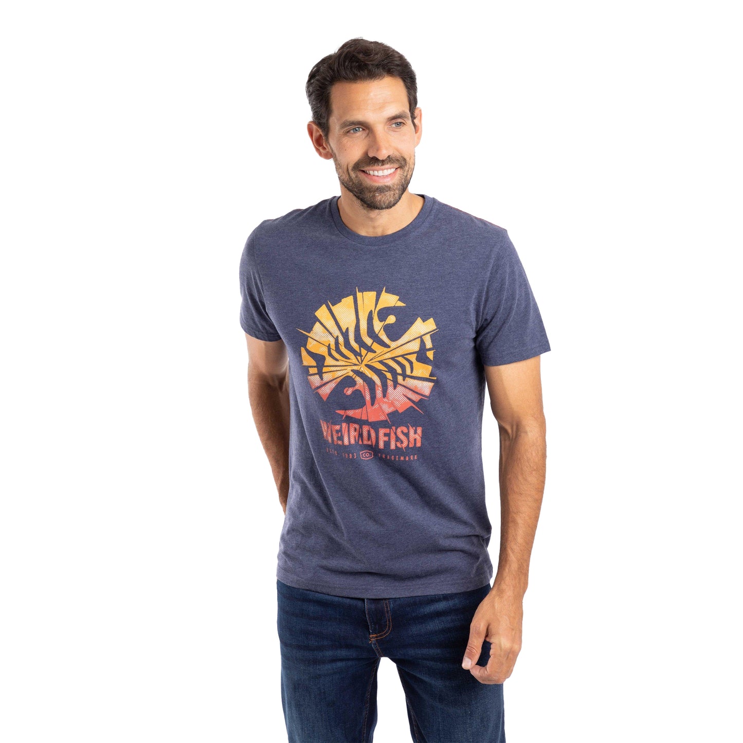 Dark Blue - Front - Weird Fish Mens Shatter Graphic Print T-Shirt
