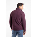 Aubergine - Back - Weird Fish Mens Errill Textured Quarter Zip Fleece Top
