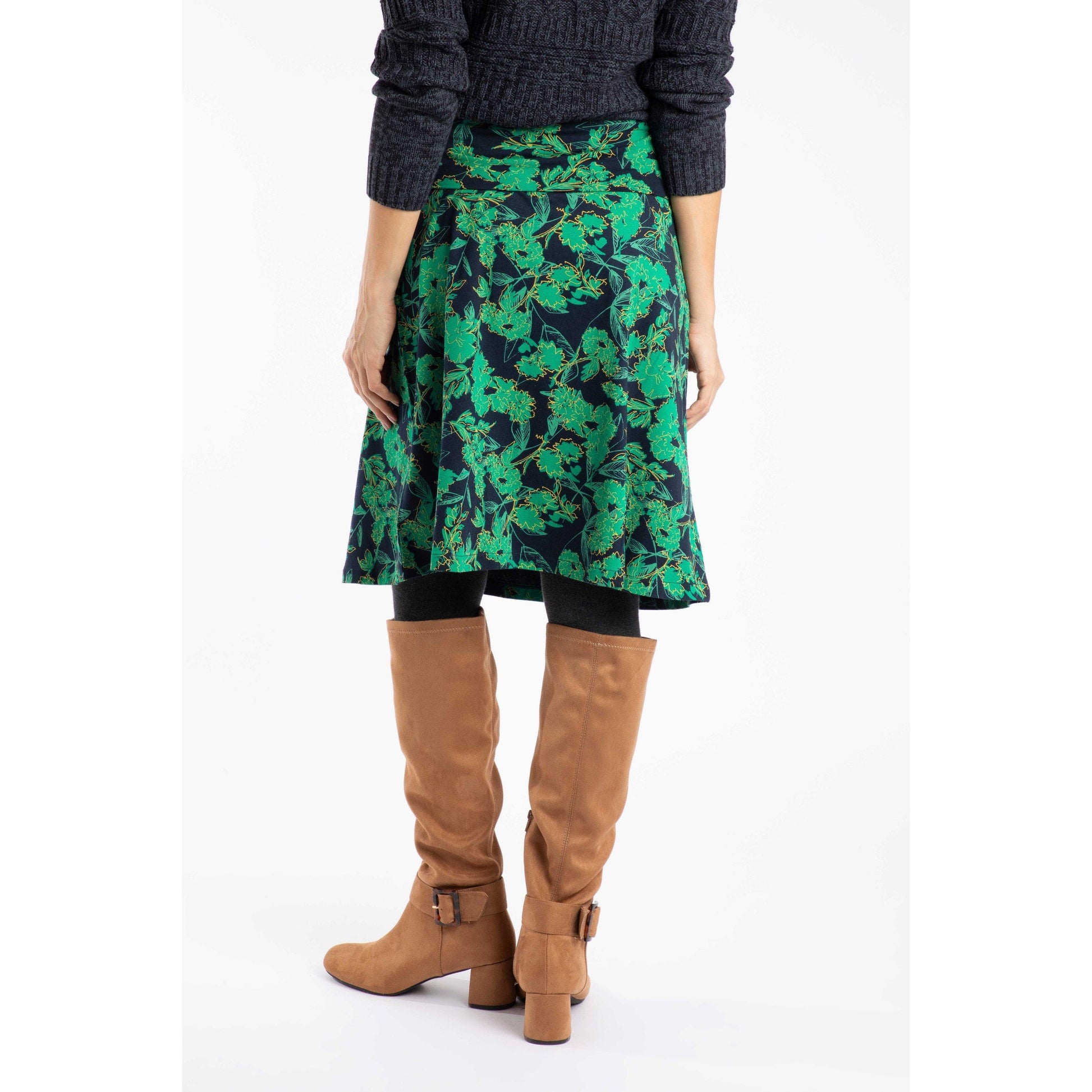 Night Blue - Back - Weird Fish Womens-Ladies Malmo Jersey Stretch Skirt