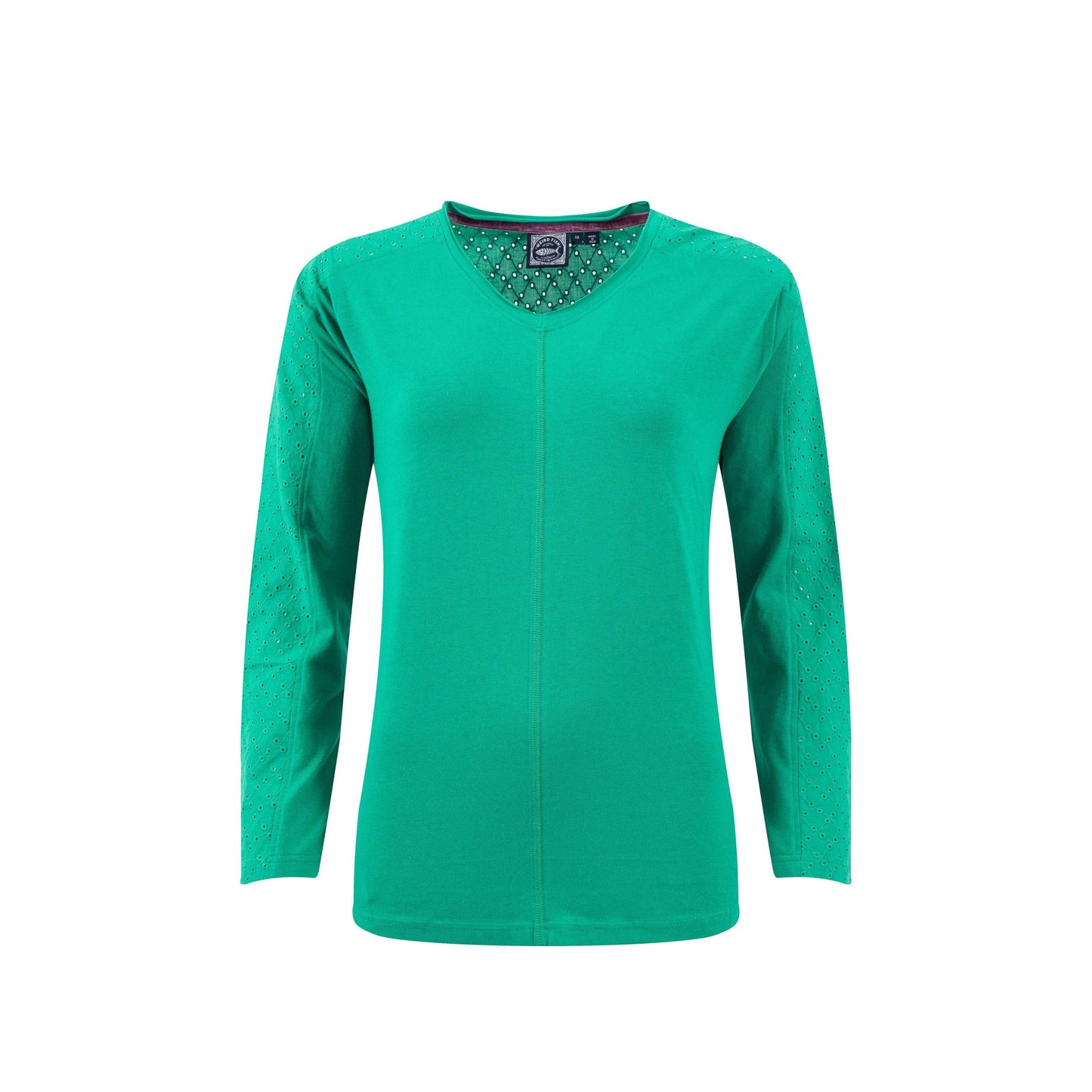 Green - Front - Weird Fish Womens-Ladies Topia Broderie Top
