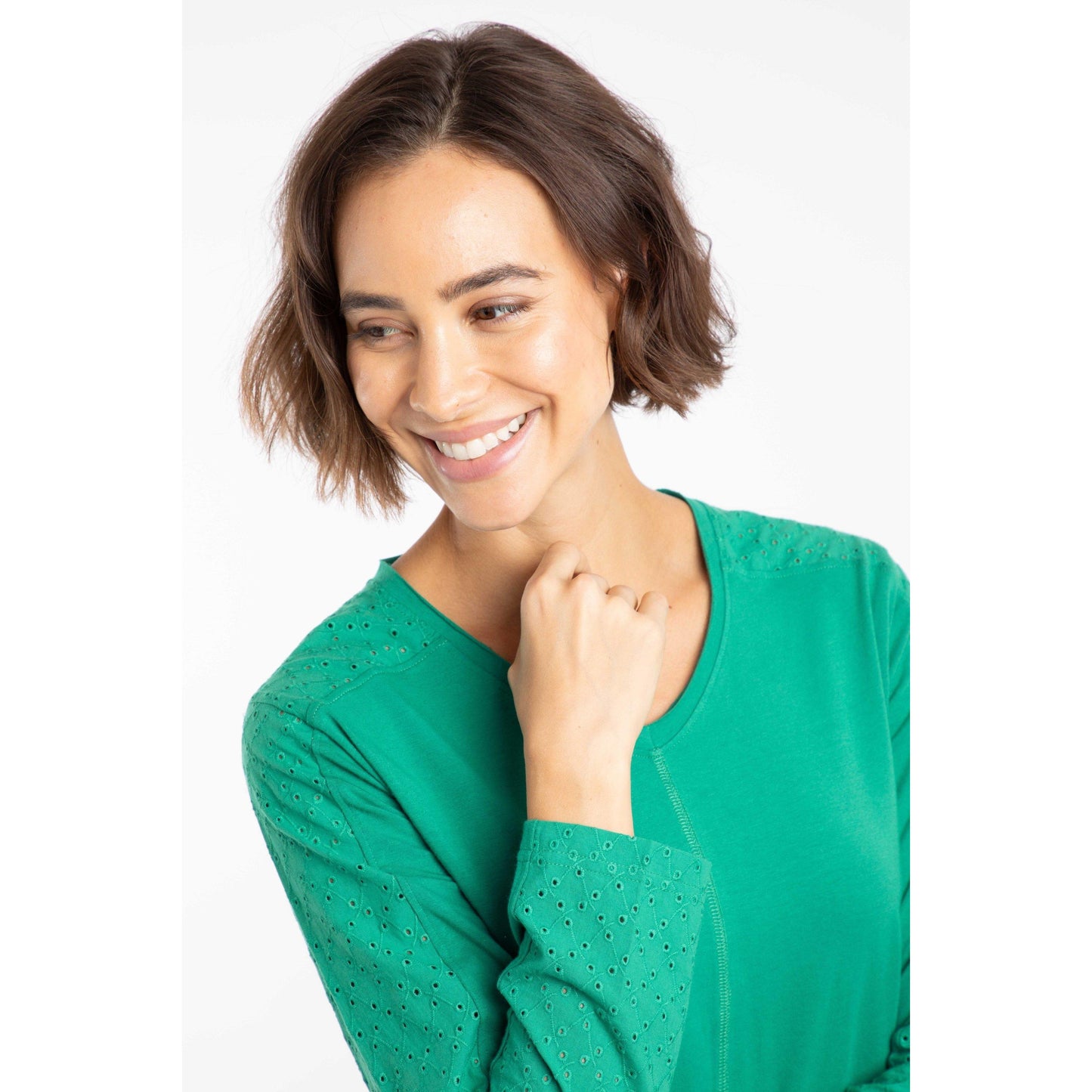 Green - Close up - Weird Fish Womens-Ladies Topia Broderie Top