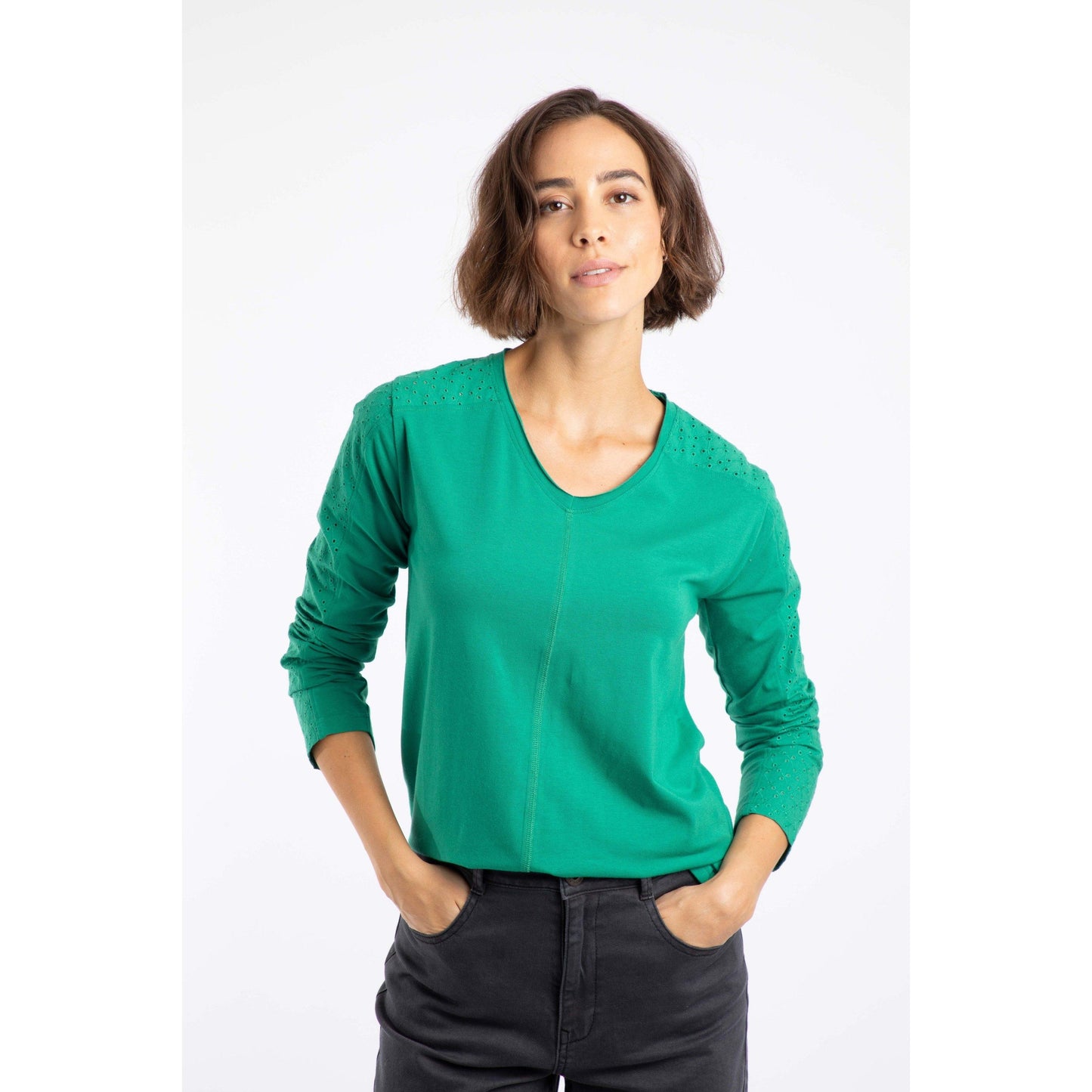 Green - Side - Weird Fish Womens-Ladies Topia Broderie Top