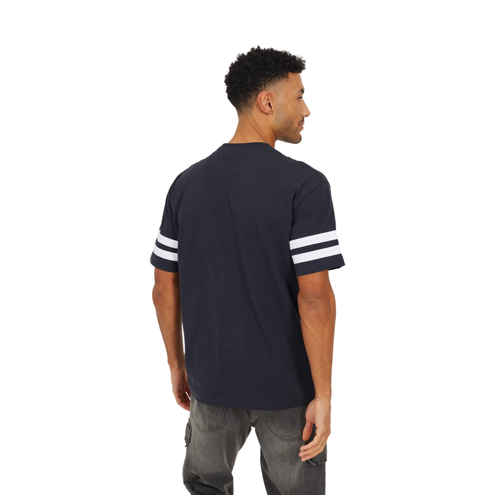 Navy - Back - Brave Soul Mens Crew Neck Relaxed Fit T-Shirt