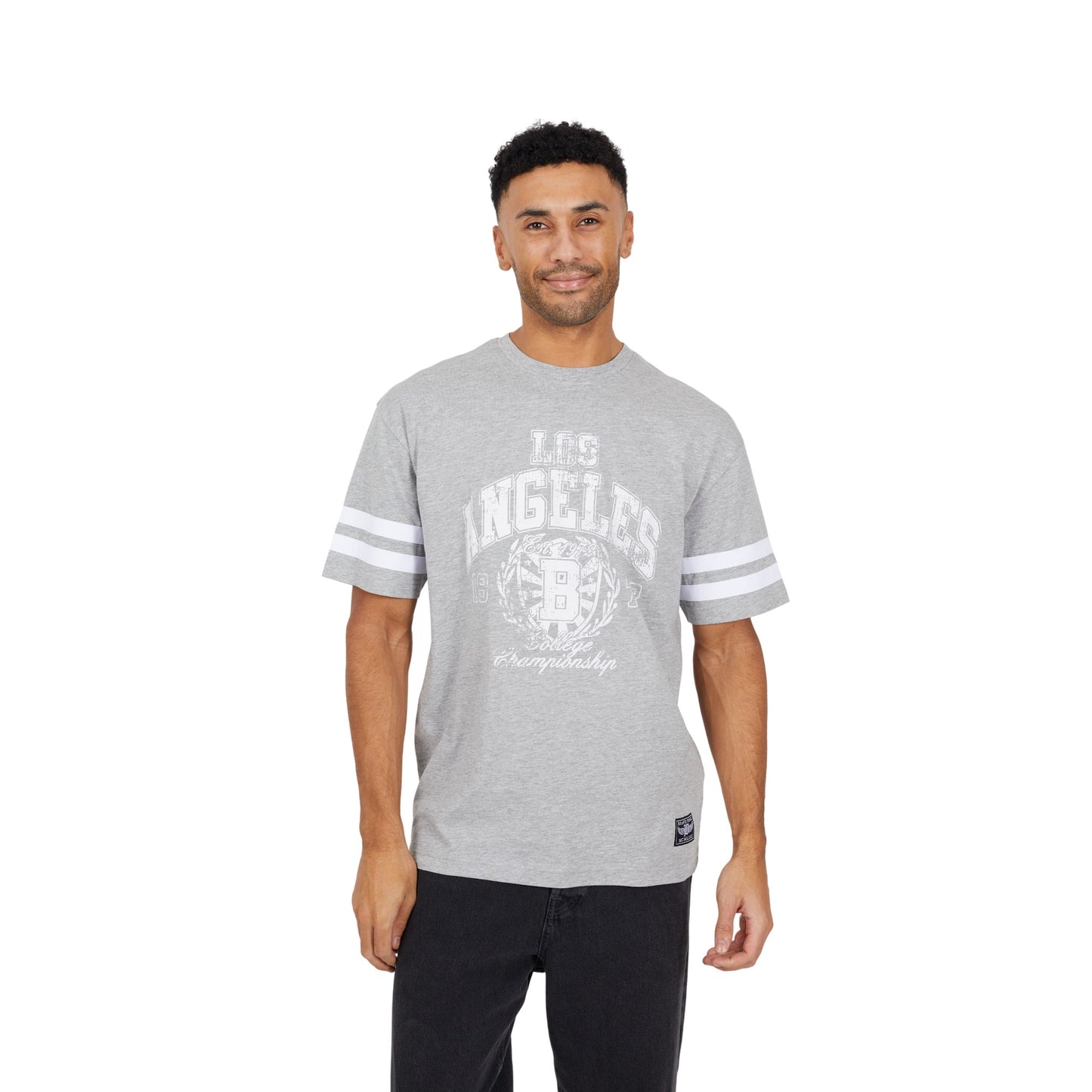 Light Grey Marl - Front - Brave Soul Mens Crew Neck Relaxed Fit T-Shirt