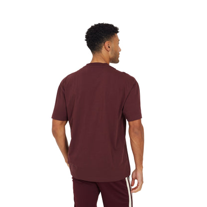 Burgundy - Back - Brave Soul Mens Crew Neck Relaxed Fit T-Shirt