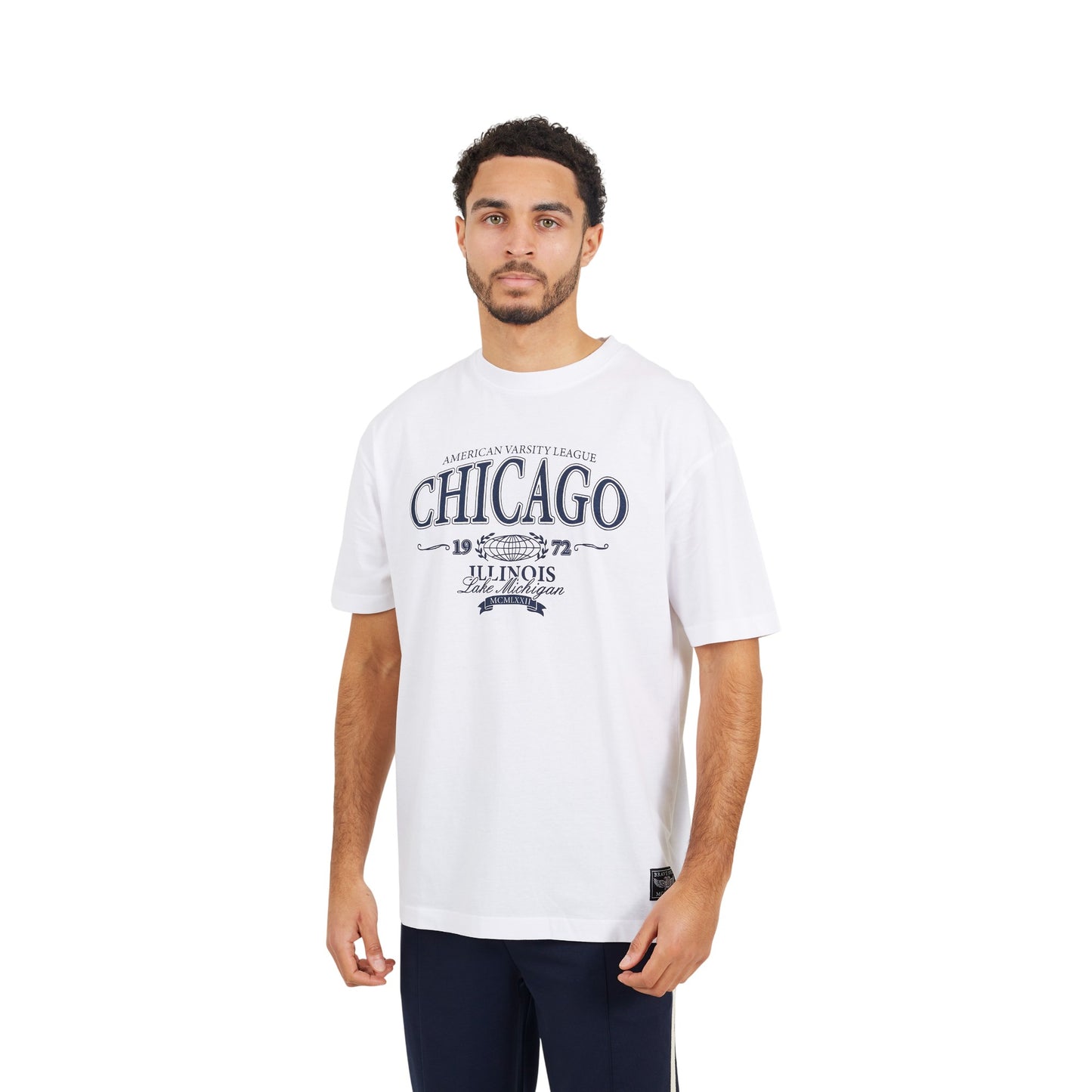 Off White - Front - Brave Soul Mens Crew Neck Relaxed Fit T-Shirt