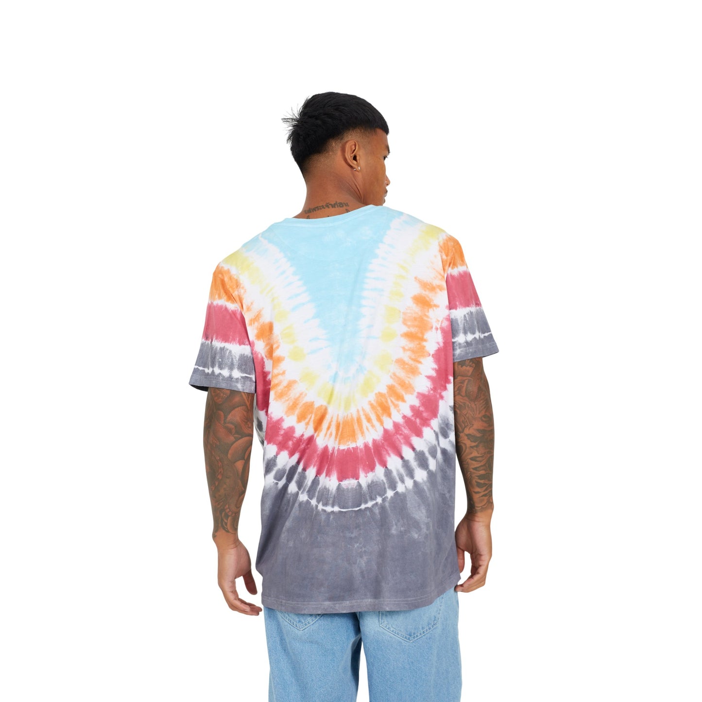 Multicoloured - Back - Brave Soul Mens Tie Dye Crew Neck Oversized T-Shirt
