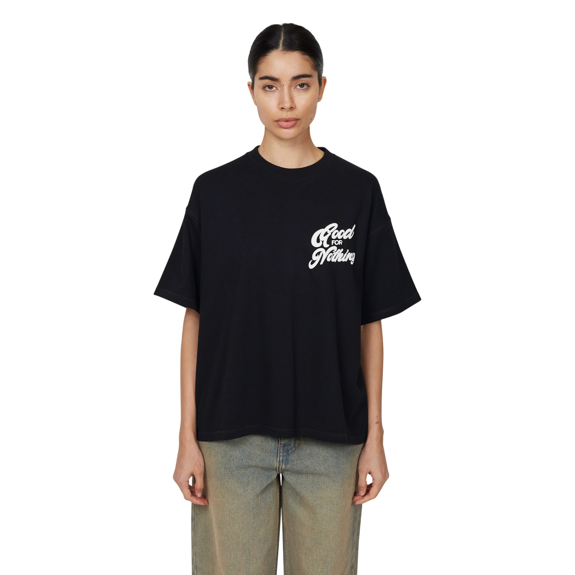 Black - Front - Good For Nothing Womens-Ladies Oversized T-Shirt