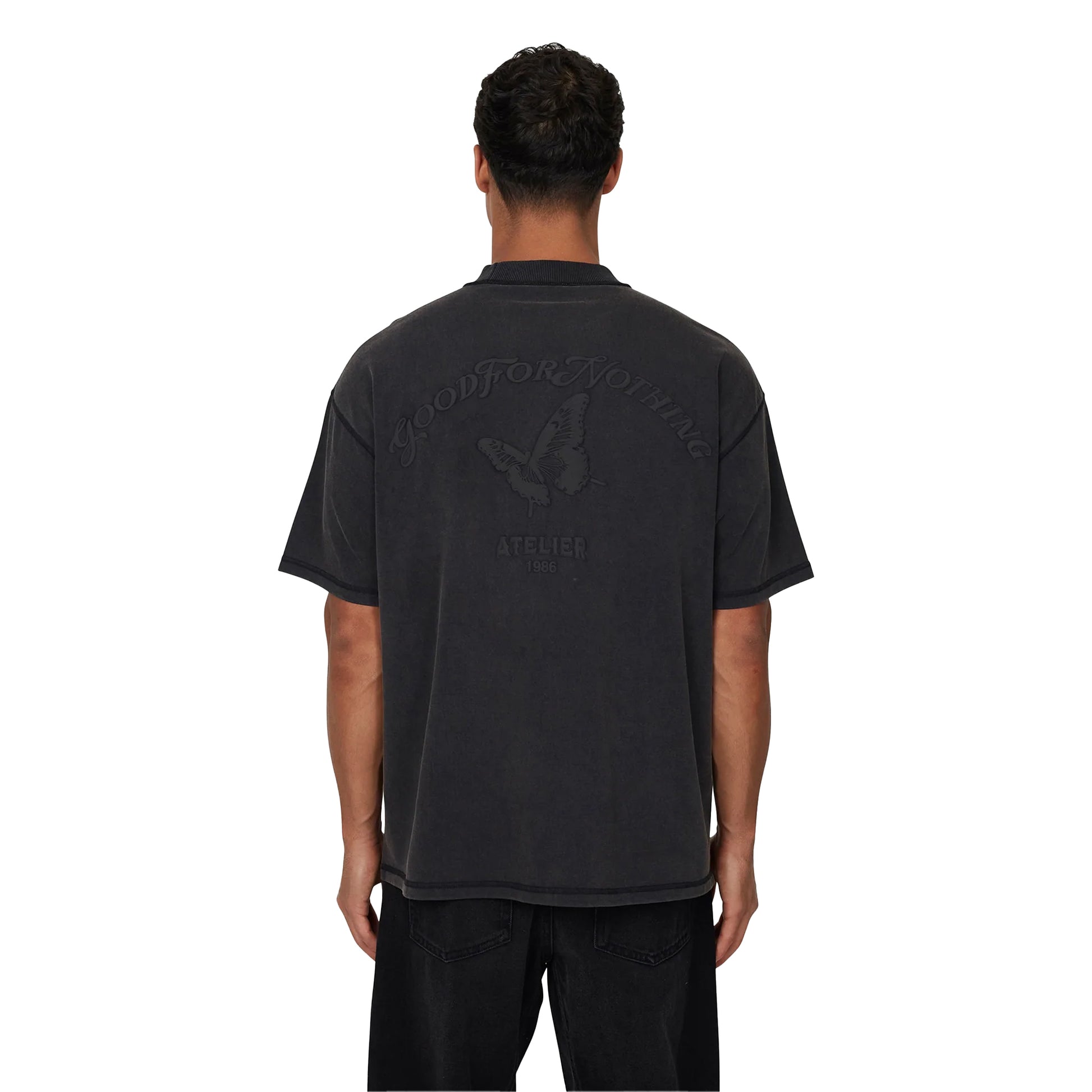 Black - Back - Good For Nothing Mens Floating Oversized T-Shirt