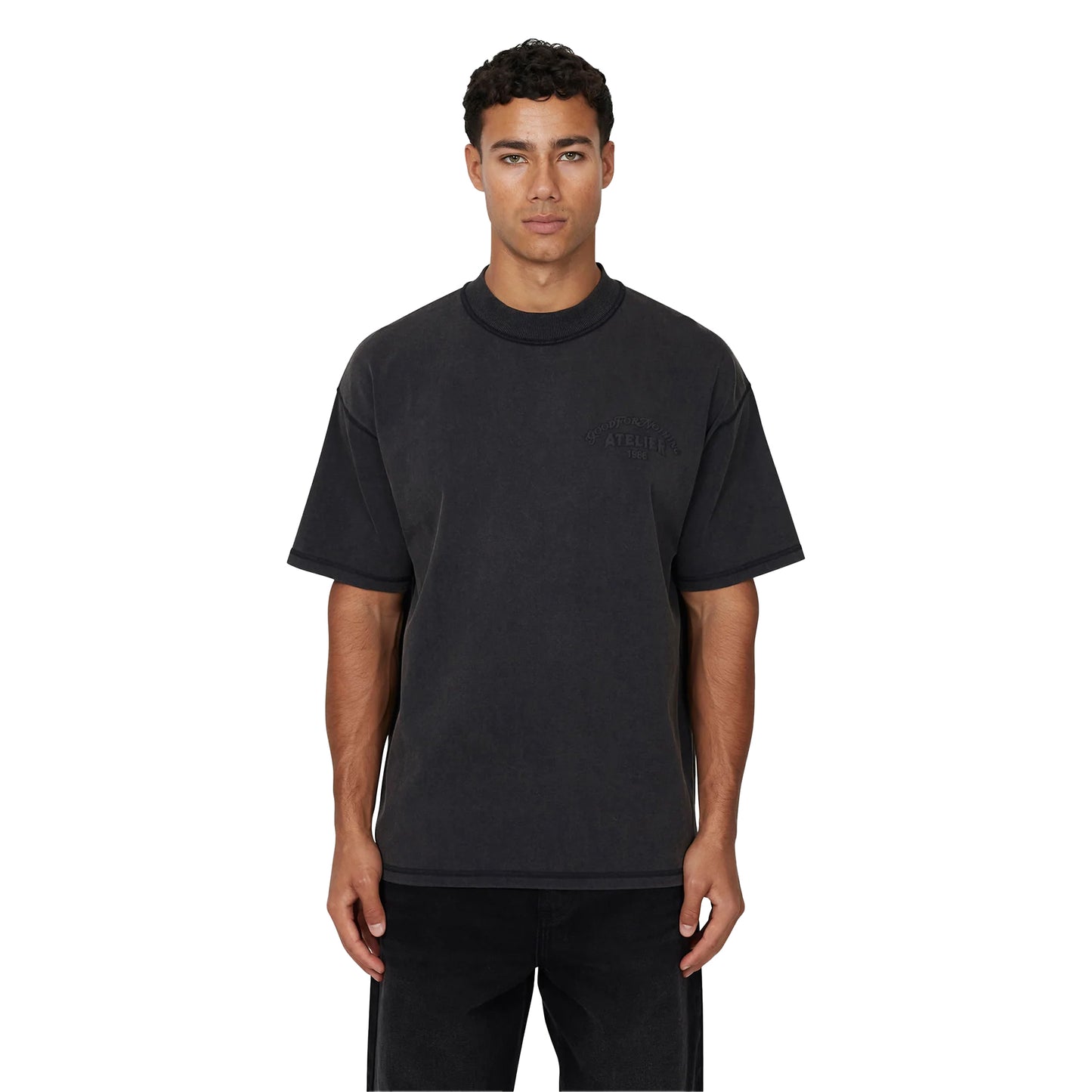 Black - Front - Good For Nothing Mens Floating Oversized T-Shirt