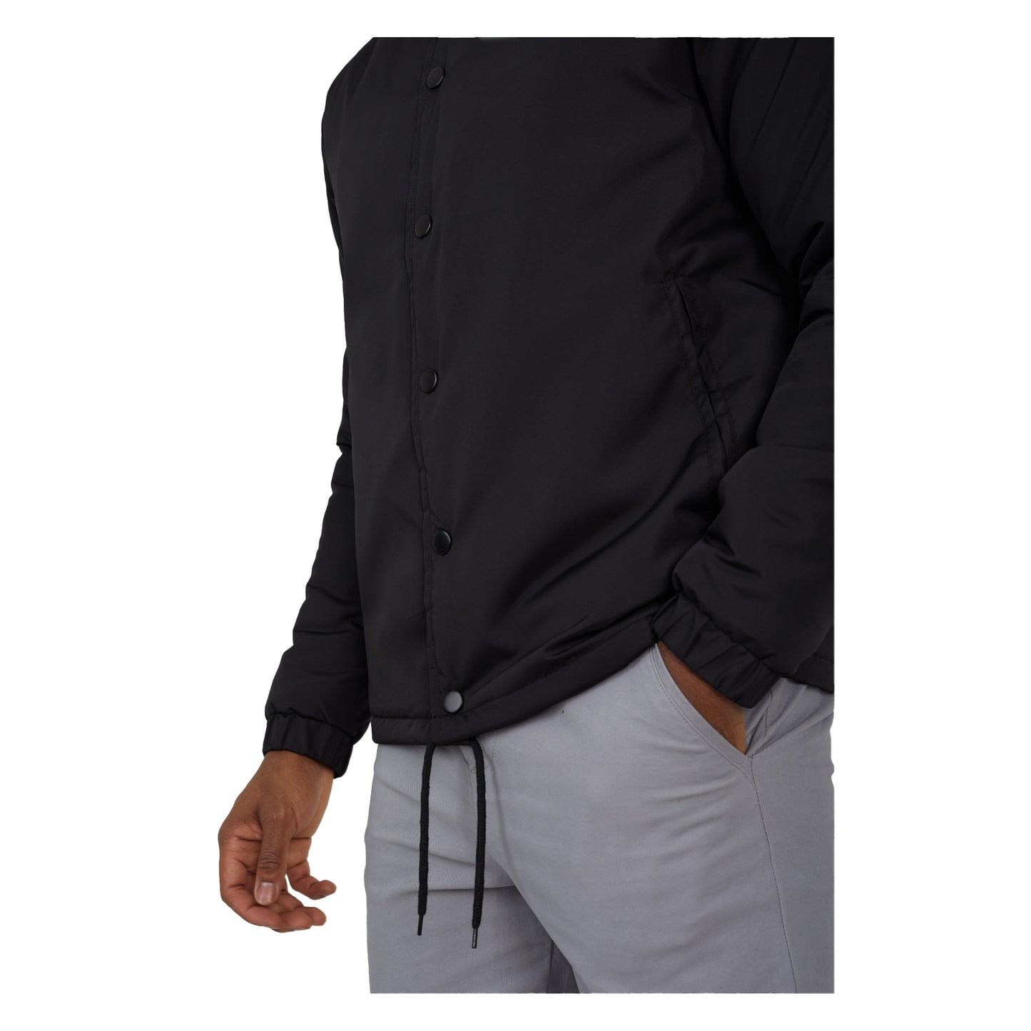 Black - Side - Brave Soul Mens Padded Coach Jacket