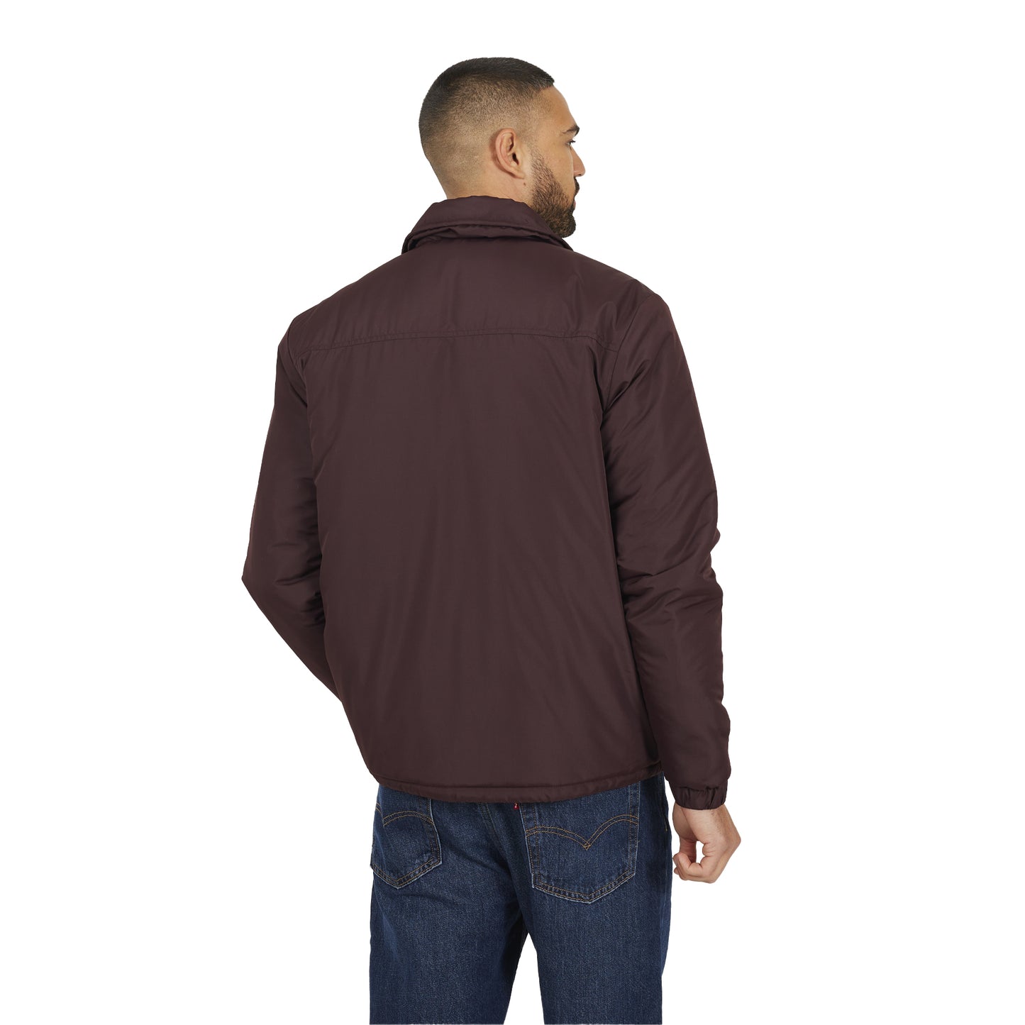 Burgundy - Side - Brave Soul Mens Padded Coach Jacket