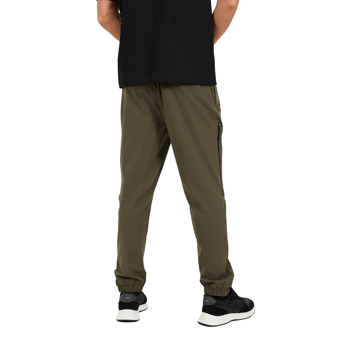 Khaki - Back - Brave Soul Mens Tech Zip Detail Trousers