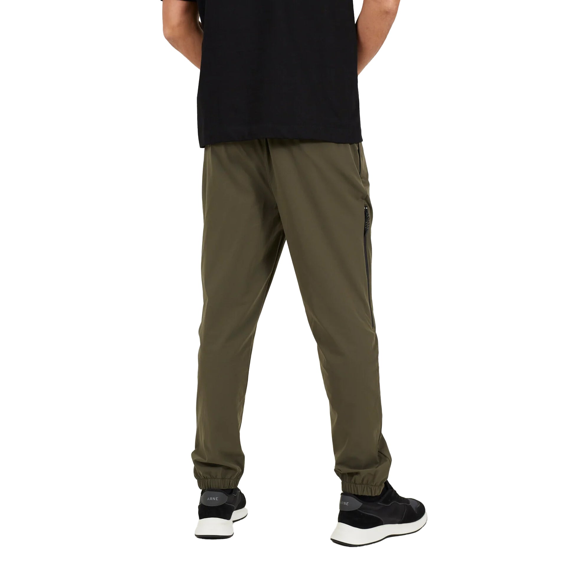 Khaki - Back - Brave Soul Mens Tech Zip Detail Trousers