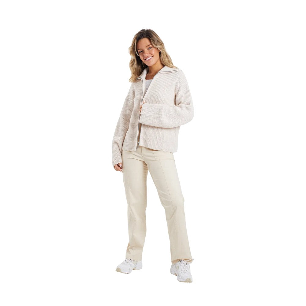 Stone - Lifestyle - Brave Soul Womens-Ladies Fisherman Knitted Zip Detail Jacket