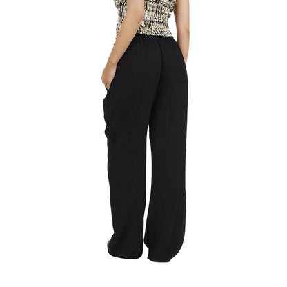 Black - Back - Brave Soul Womens-Ladies Viscose Crinkled Trousers