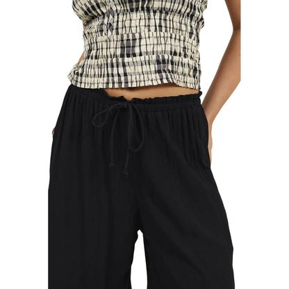 Black - Side - Brave Soul Womens-Ladies Viscose Crinkled Trousers