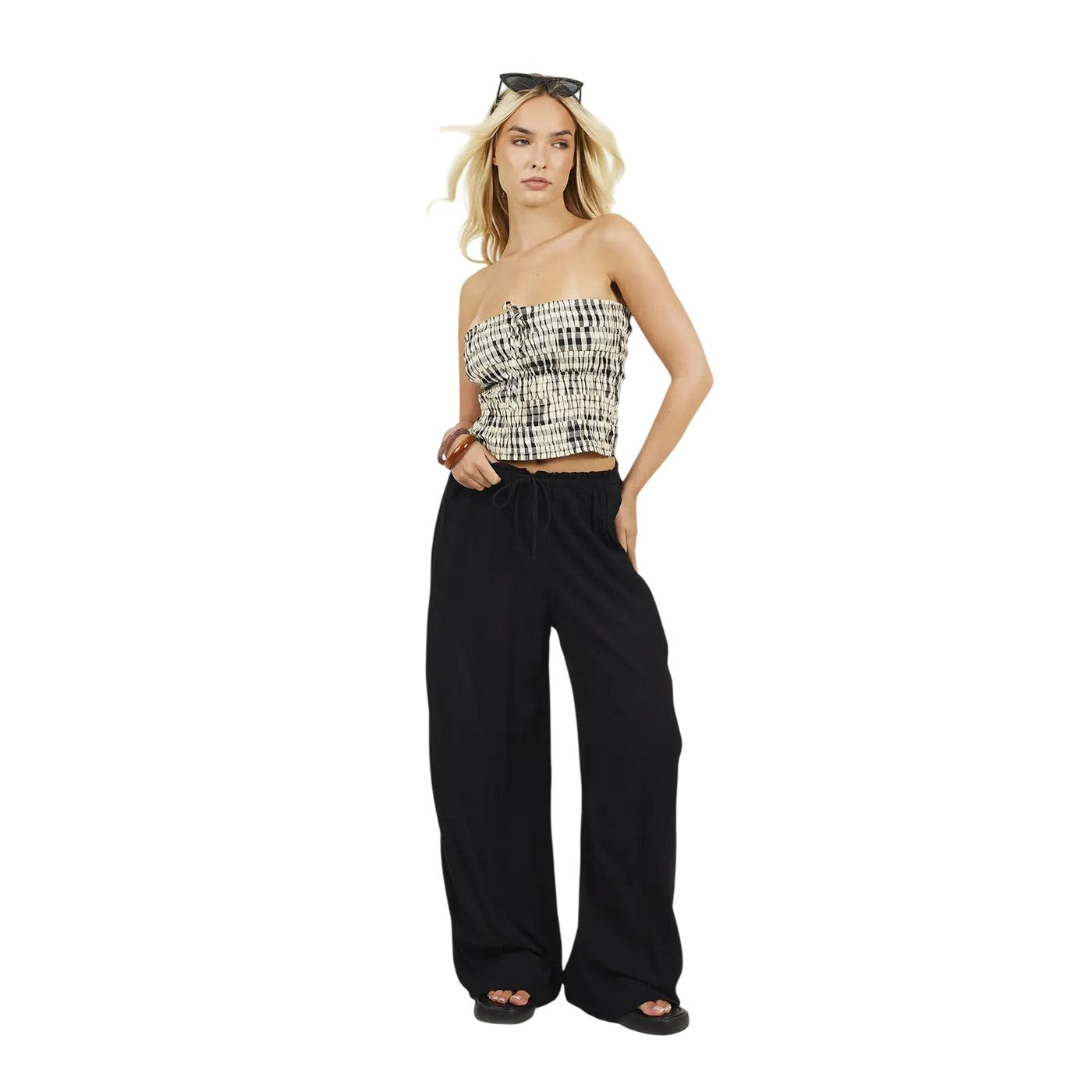 Black - Lifestyle - Brave Soul Womens-Ladies Viscose Crinkled Trousers