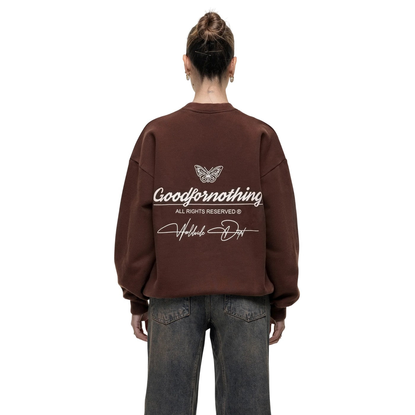 Brown - Back - Good For Nothing Womens-Ladies Cult Regular Sweatshirt