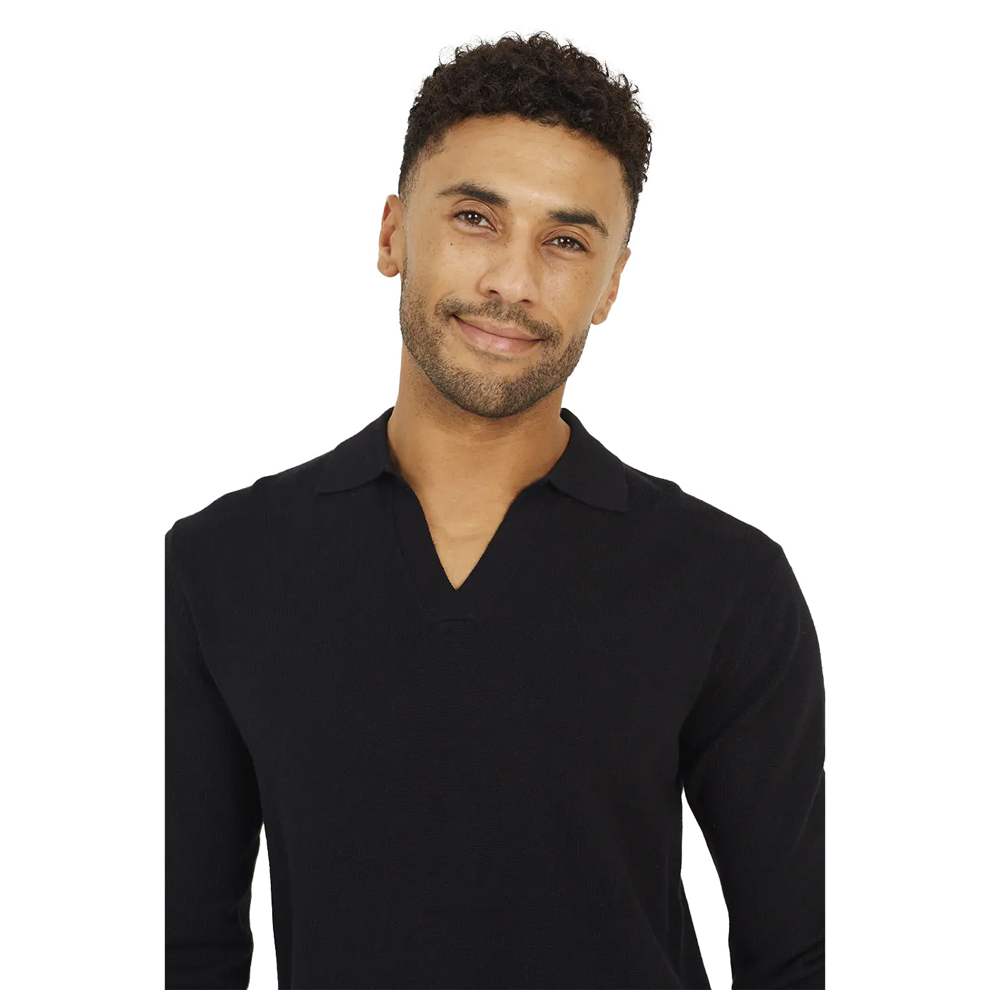 Jet Black - Side - Brave Soul Mens Trophy Long-Sleeved Polo Shirt