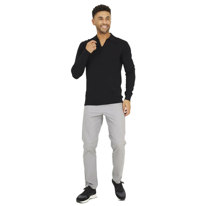 Jet Black - Lifestyle - Brave Soul Mens Trophy Long-Sleeved Polo Shirt